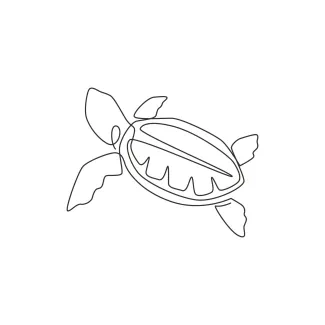 Big sea turtle Easy One Line Drawing of a Large sea Turtle for Simple Reptile Practice