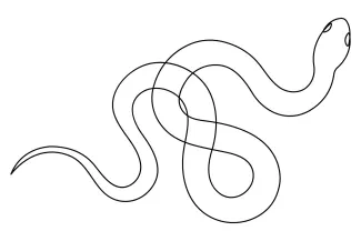 Snake - poisonous reptile serpent Simple One Line Drawing of a Venomous Snake for Reptile Practice