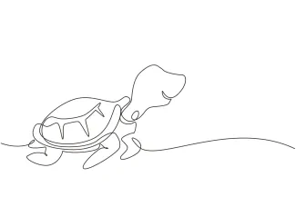 Funny Small Sea Turtle One-Line Drawing of a Funny Small Sea Turtle: Simple and Fun Ocean Art for All