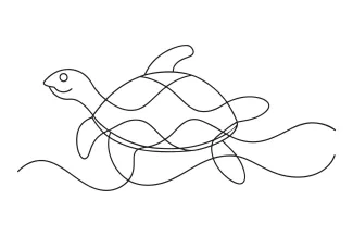 Turtle One Line Turtle Drawing for Nature Lovers: Simple and Fun Sketch