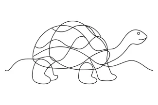 Tortoise Simple One Line Tortoise Drawing: Great for Kids and Reptile Fans